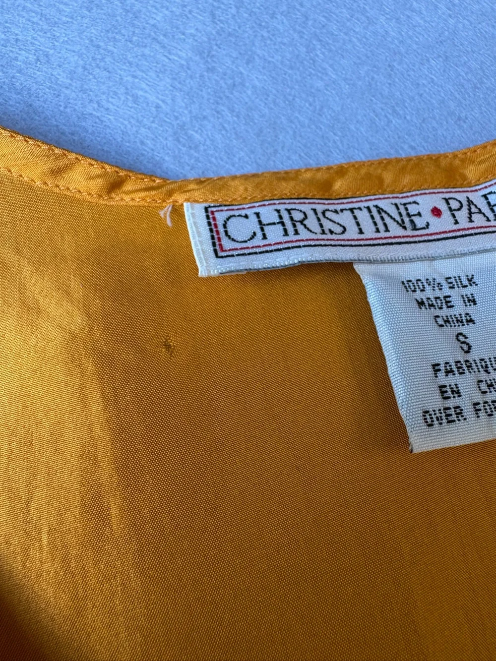 True Vintage 100% Silk Golden Mustard Sleeveless Christine Parker Tank Top sz S